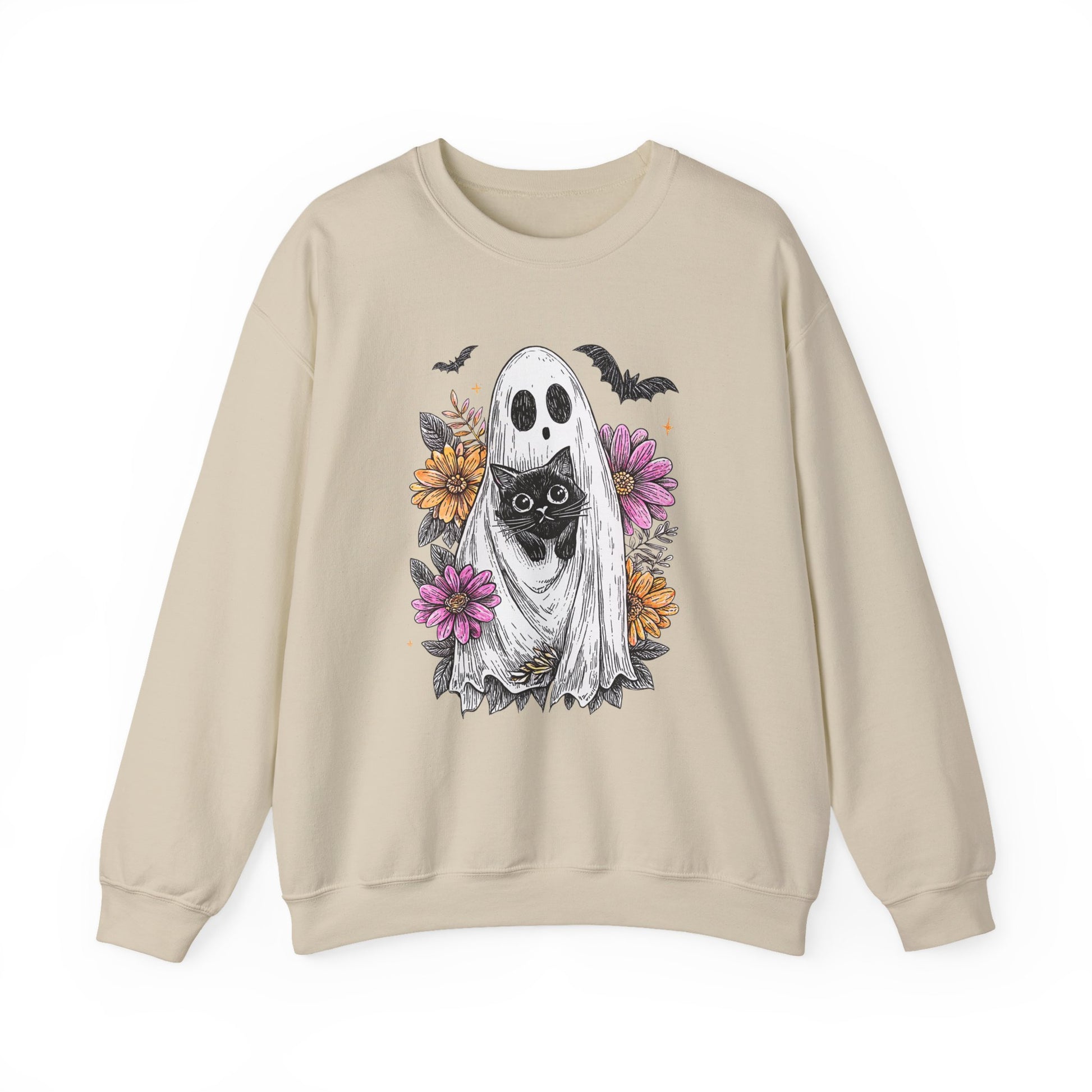 Halloween Ghost Cat Halloween Crewneck Sweatshirt - Samberule
