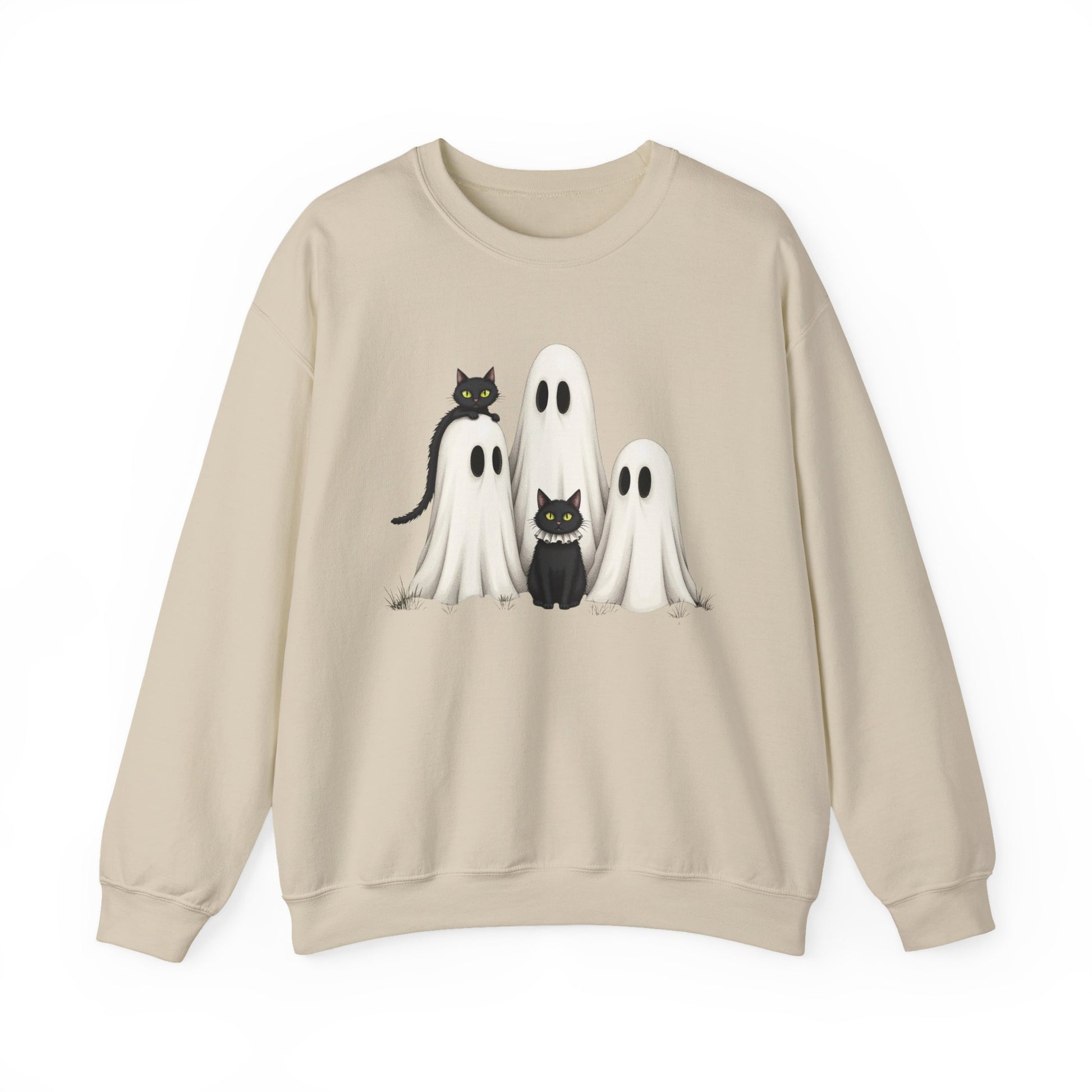 Ghostly Cats Halloween Crewneck Sweatshirt - Samberule