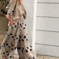 Casual Shoulder Top & Printed Pants Two-Piece Set