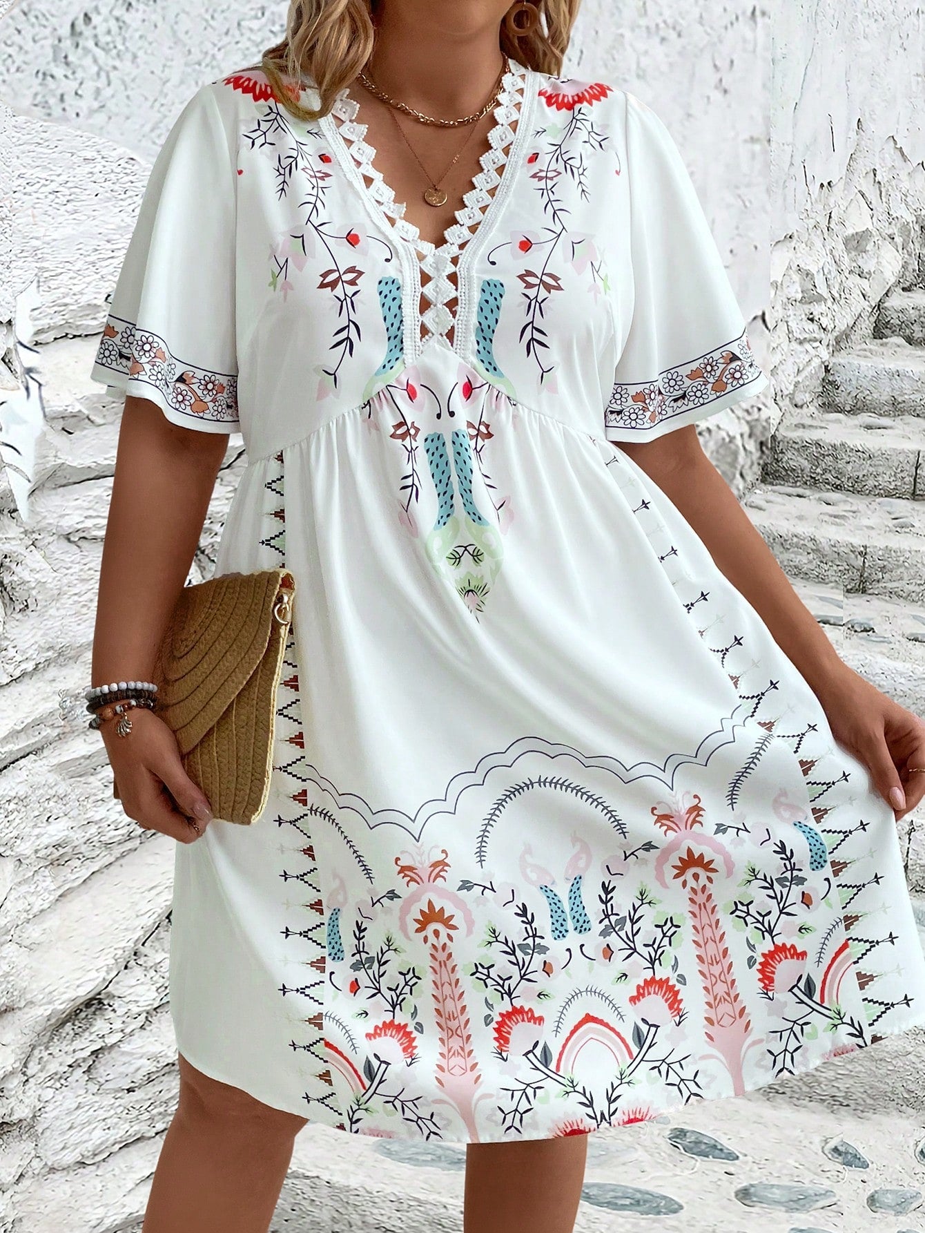 Harper - Plus Size Boho Style Midi Dress - Samberule