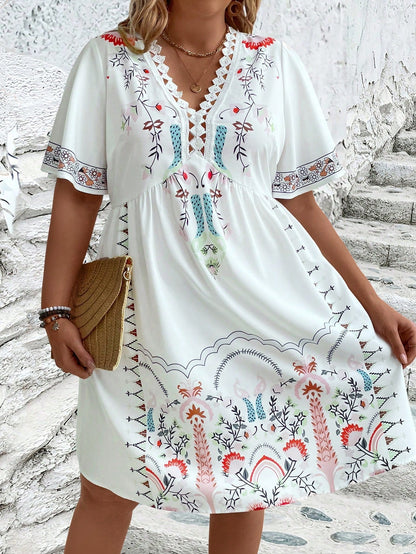 Harper - Plus Size Boho Style Midi Dress - Samberule