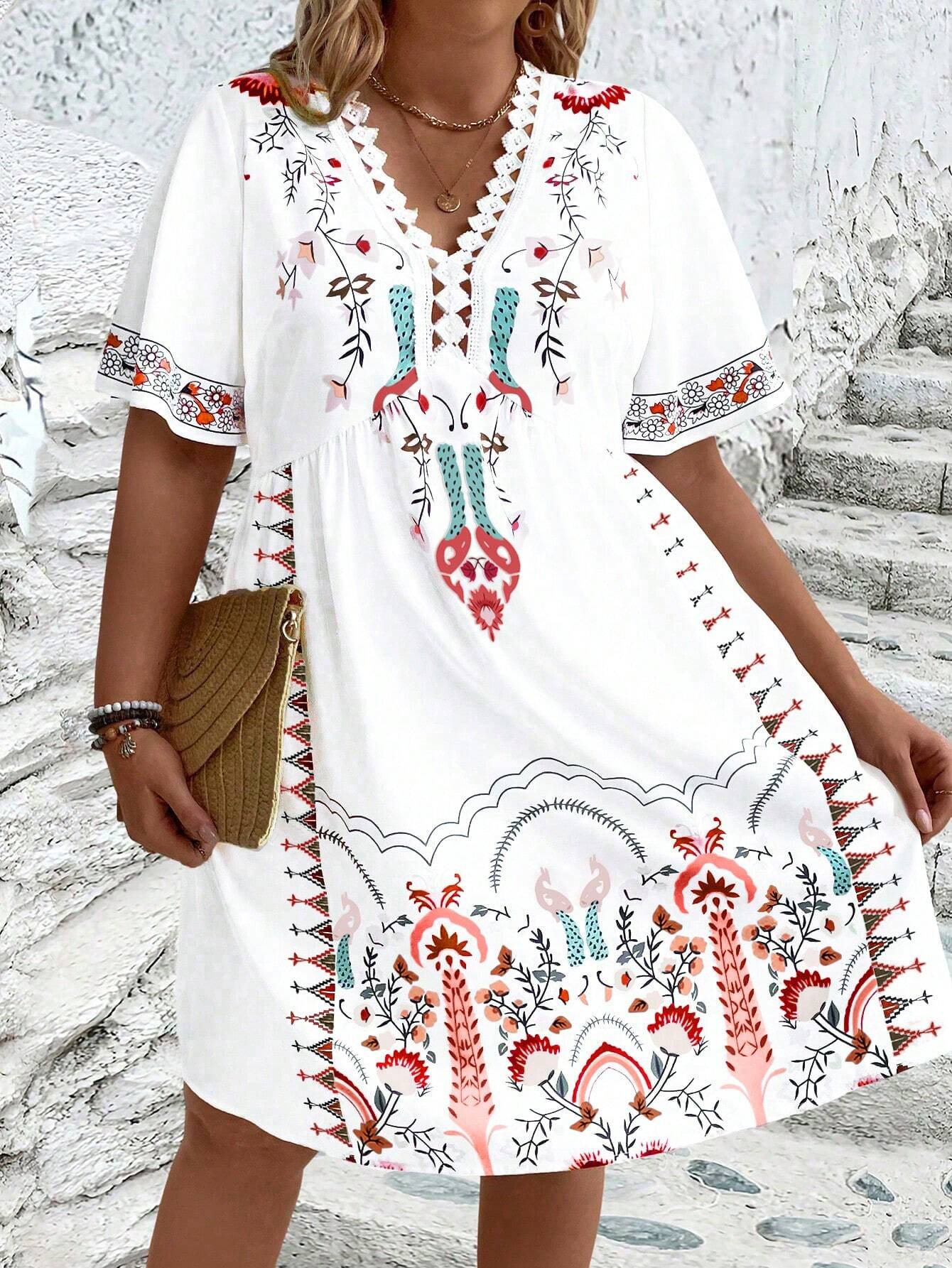 Harper - Plus Size Boho Style Midi Dress - Samberule