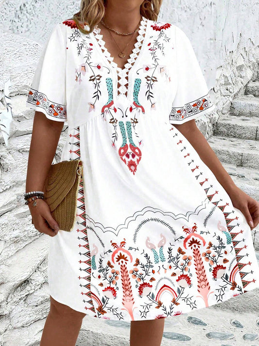 Harper - Plus Size Boho Style Midi Dress - Samberule