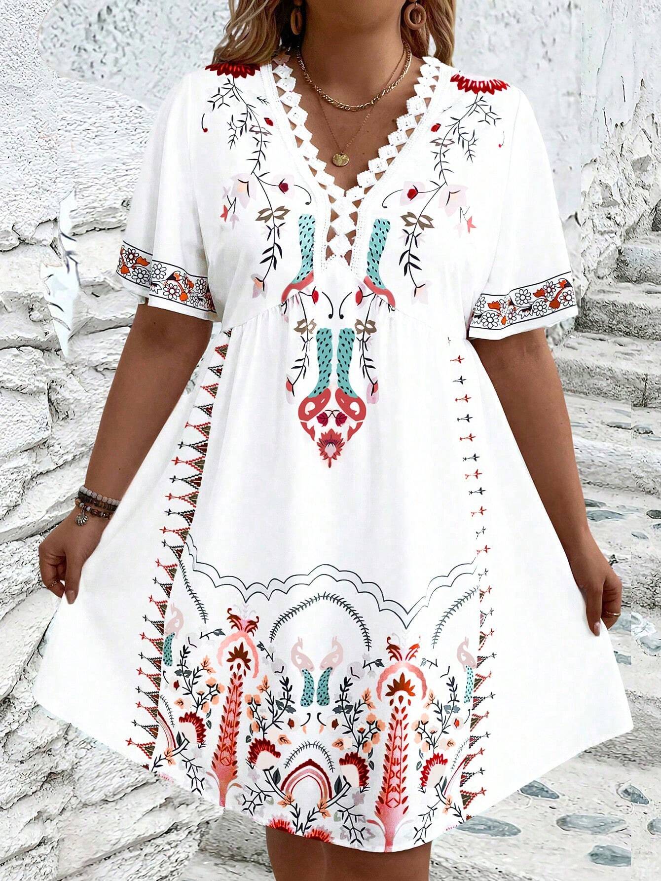 Harper - Plus Size Boho Style Midi Dress - Samberule