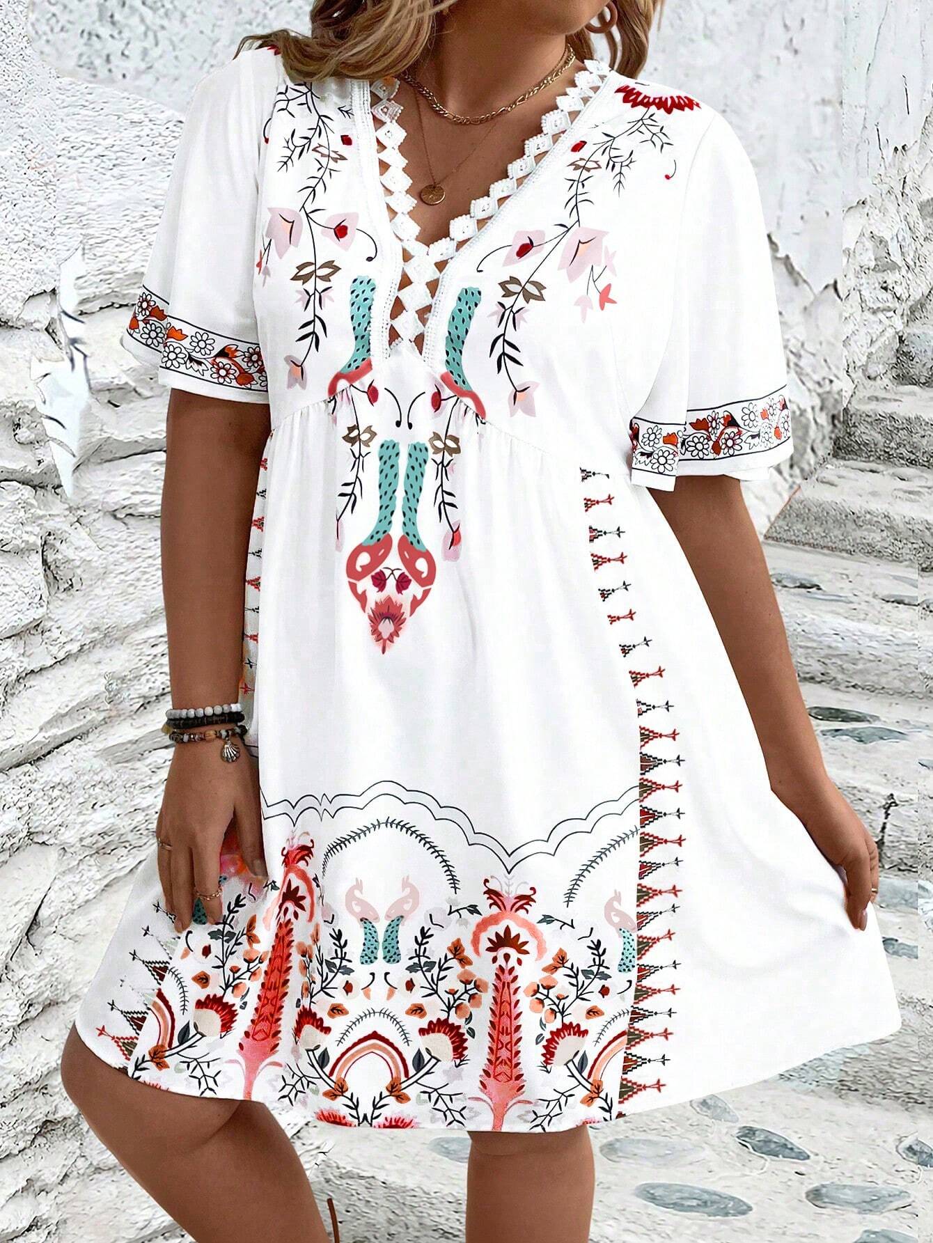 Harper - Plus Size Boho Style Midi Dress - Samberule