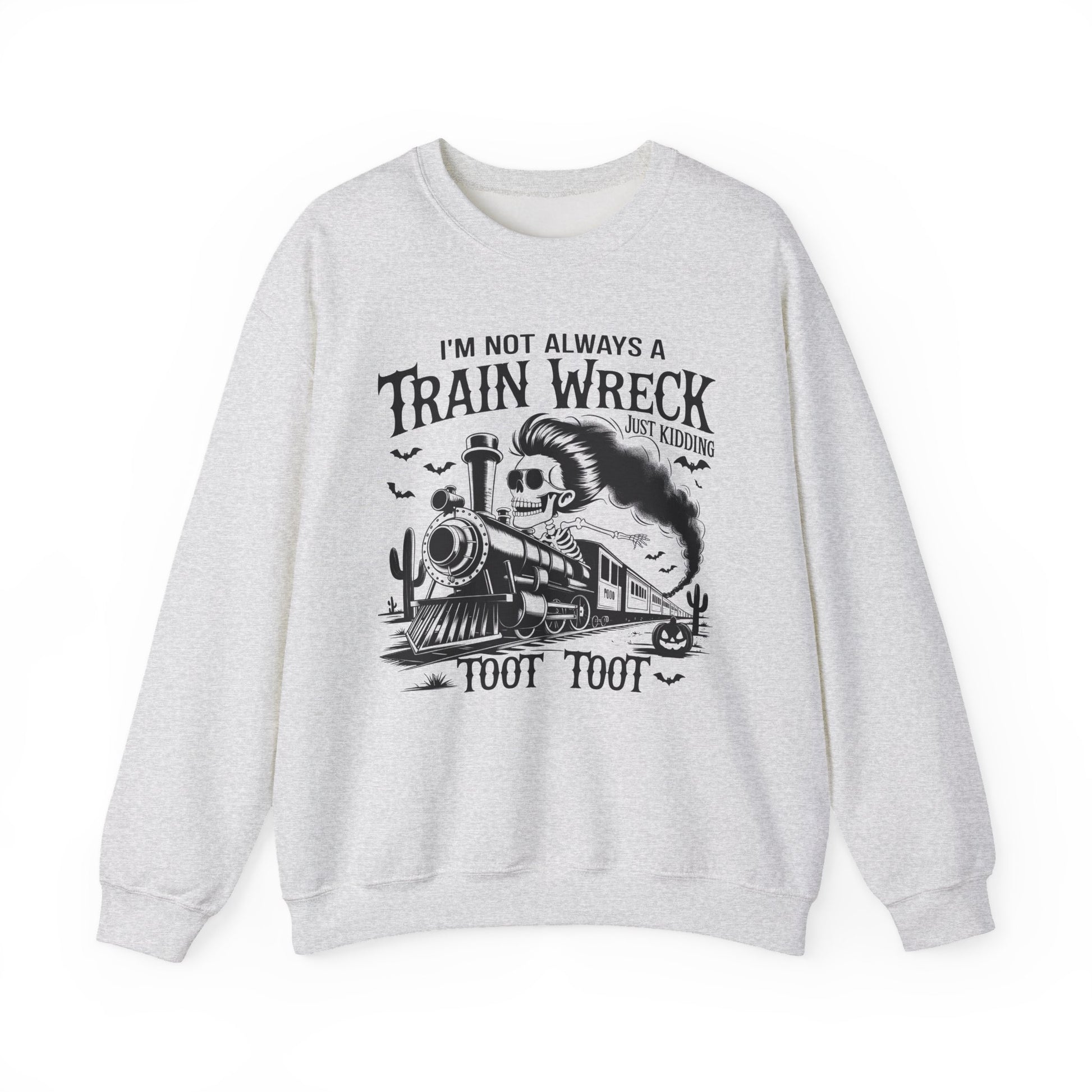 Train Wreck Graphic Halloween Crewneck Sweatshirt - Samberule