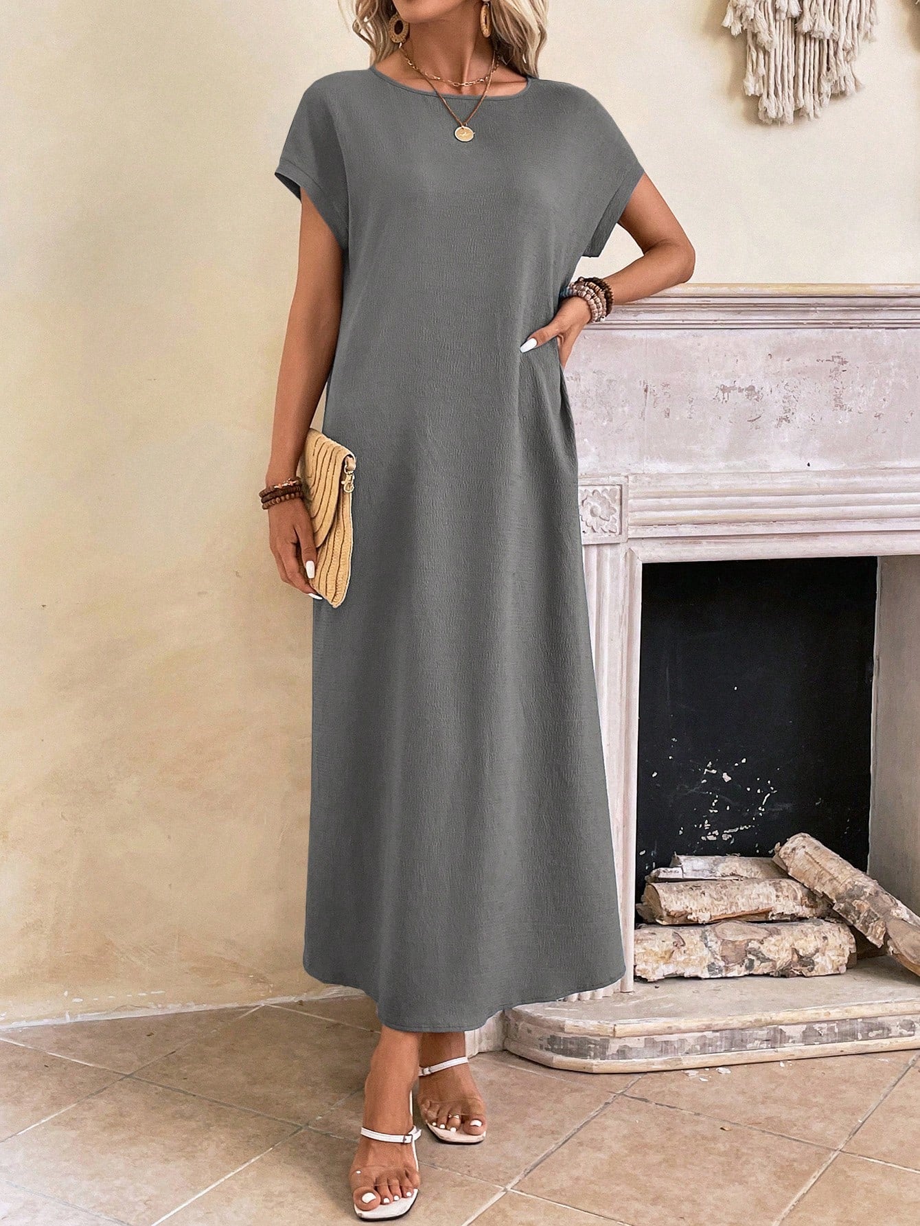 Stella - Casual Batwing Tunic Dress - Samberule