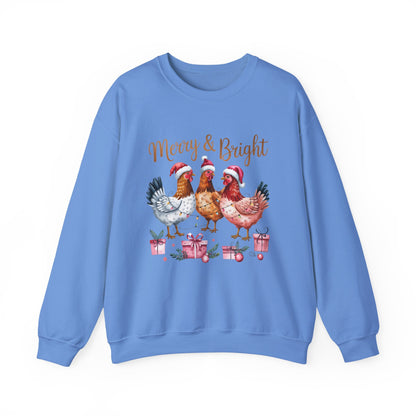 Merry & Bright Chicken Christmas Crewneck Sweatshirt - Samberule