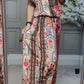 Round Neck Printed Loose Casual Suit