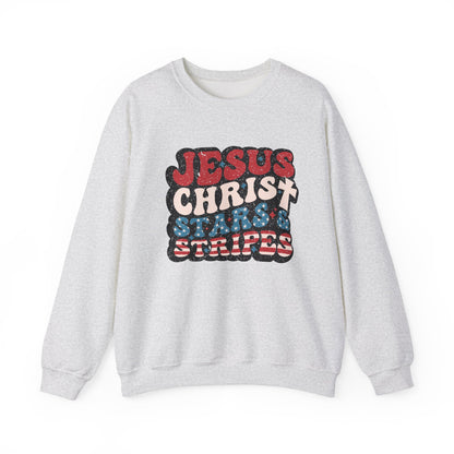 Jesus Christ Stars & Stripes Faith Crewneck Sweatshirt