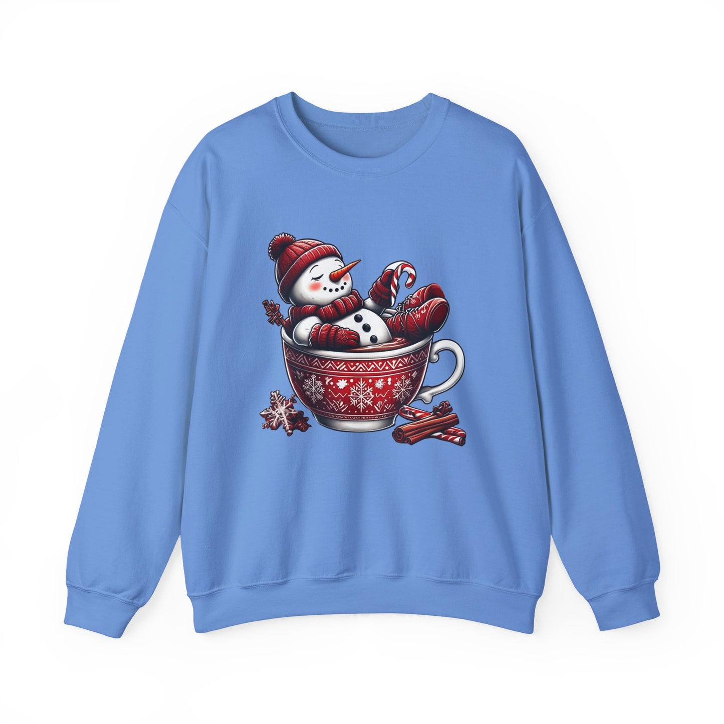 Cozy Snowman in Hot Cocoa Christmas Crewneck Sweatshirt