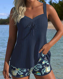 Two-Piece Striped Tankini Swimsuit