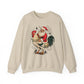 Santa on Rooster Christmas Crewneck Sweatshirt