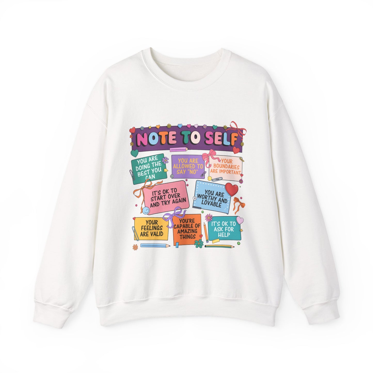 Note To Self-Care Mental Health Crewneck Sweatshirt