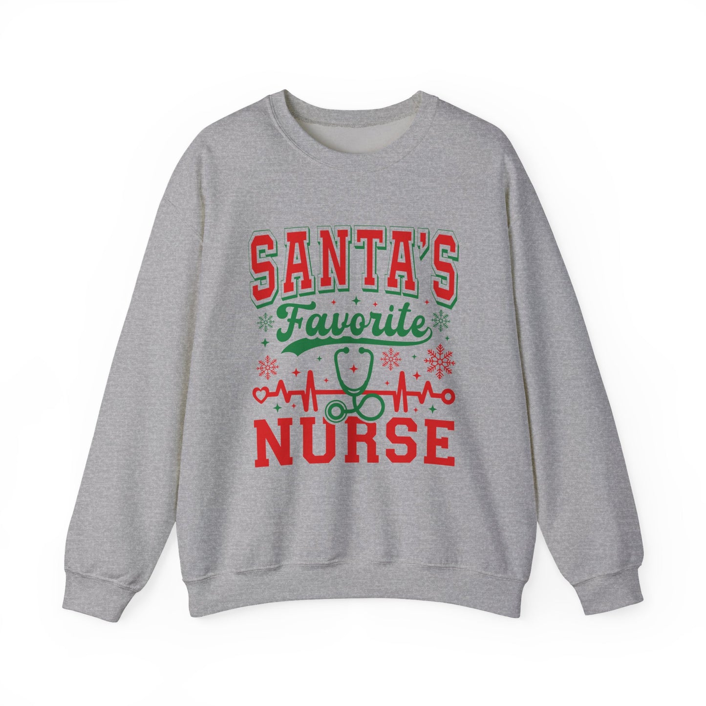 Santa"s Favorite Nurse Christmas Crewneck Sweatshirt