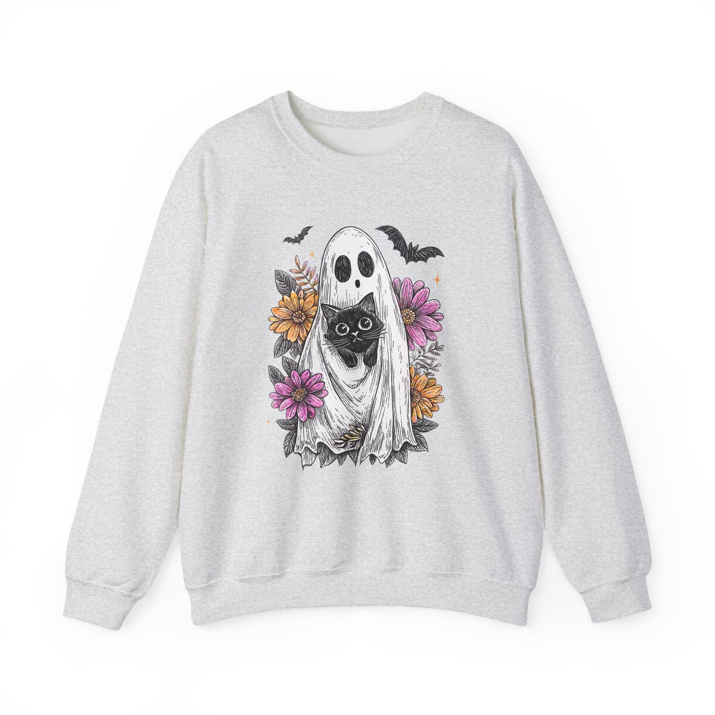Halloween Ghost Cat Halloween Crewneck Sweatshirt - Samberule