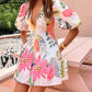 Puff Sleeve Floral Print Pocketed Mini Dress
