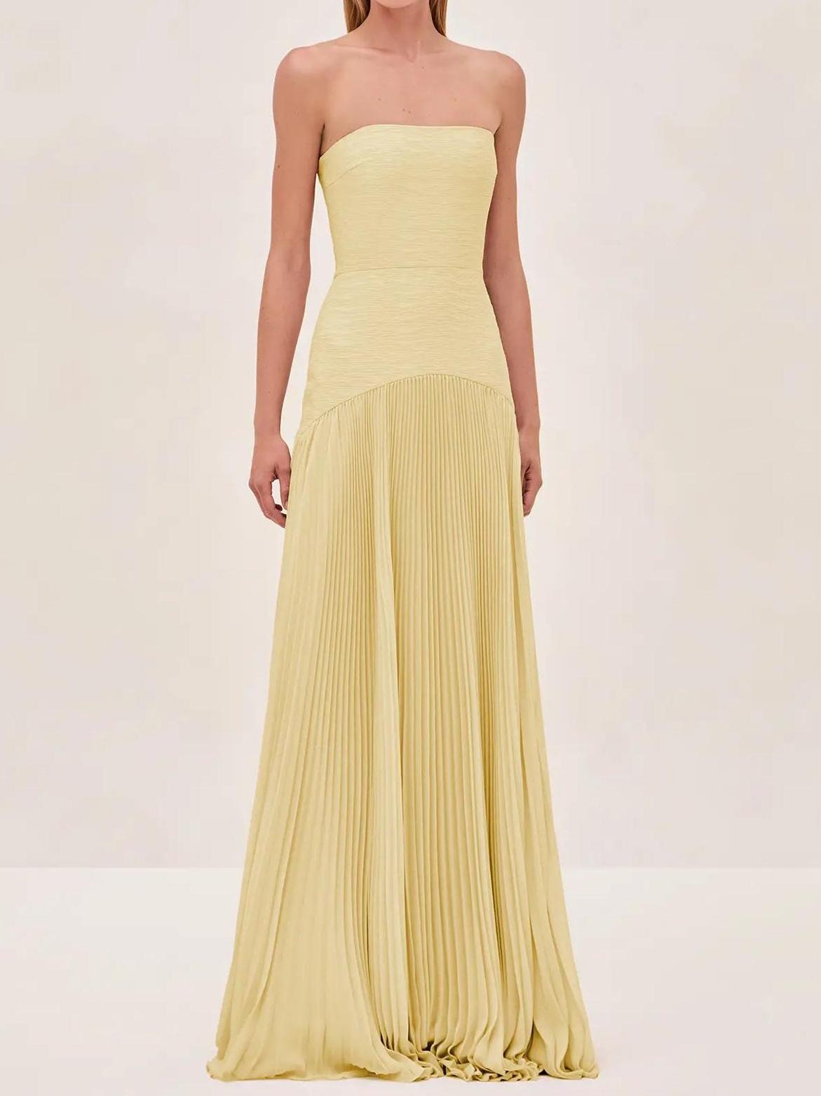 Ruby - Strapless Pleated Maxi Dress - Samberule