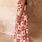 Unique Printed Floral Trim One Shoulder Flared Maxi Dress