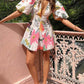Puff Sleeve Floral Print Pocketed Mini Dress