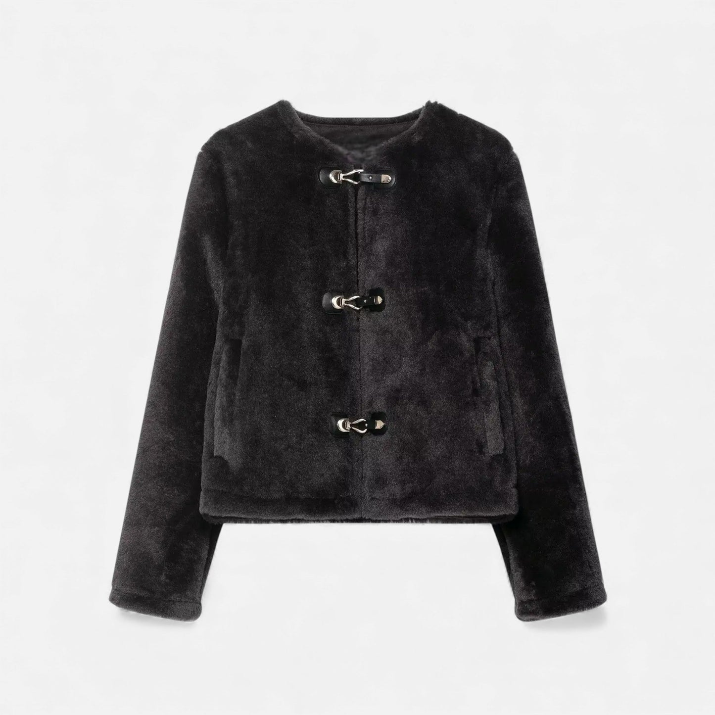 Women’s Faux Fur Jacket with Toggle Buttons - Samberule