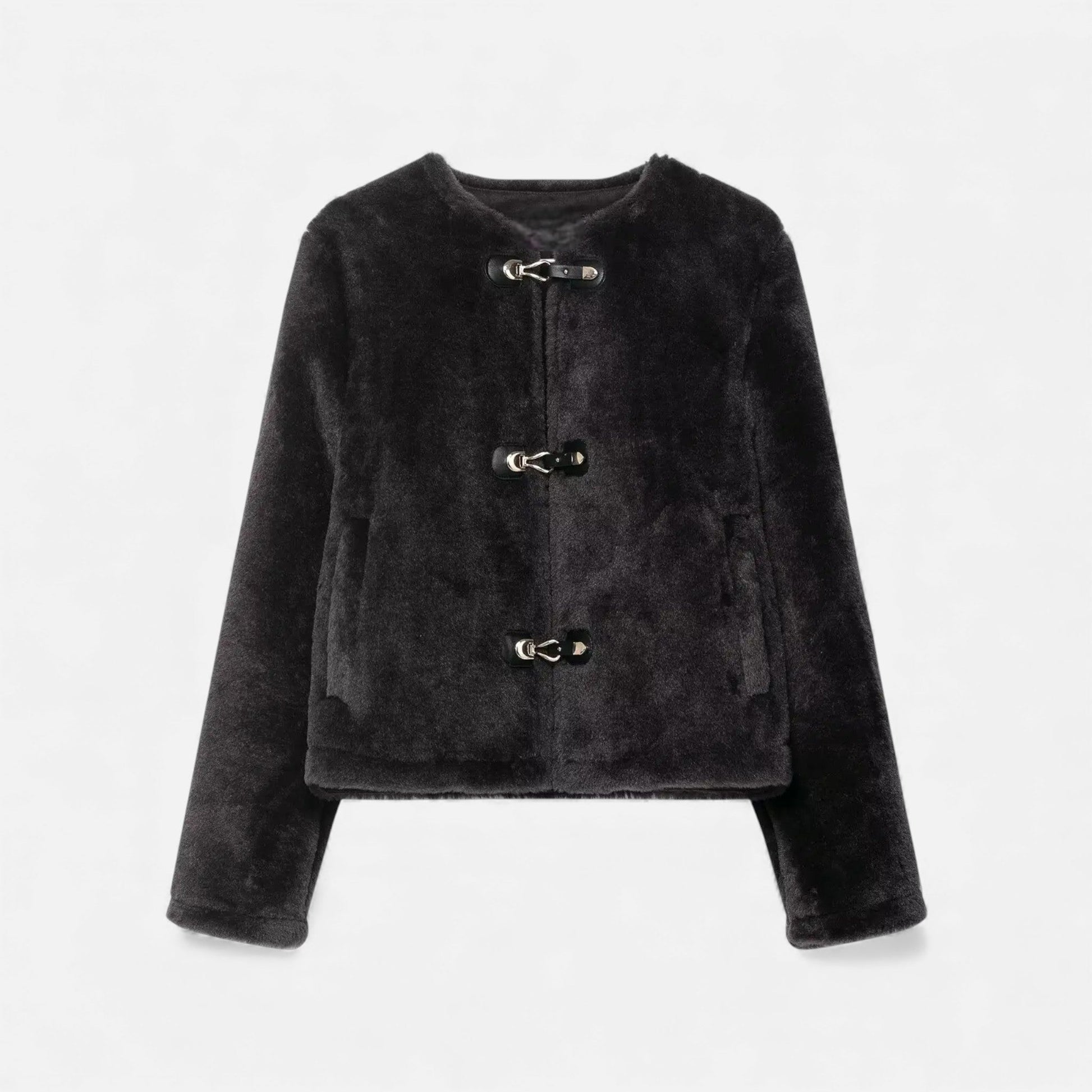 Women’s Faux Fur Jacket with Toggle Buttons - Samberule