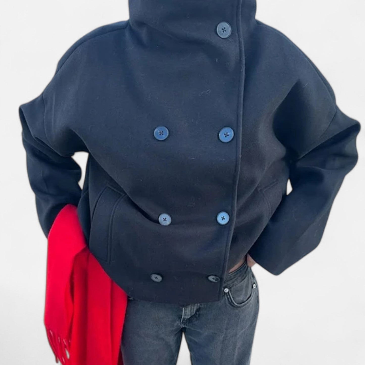Women's Short Coat with Chic High Collar - Samberule