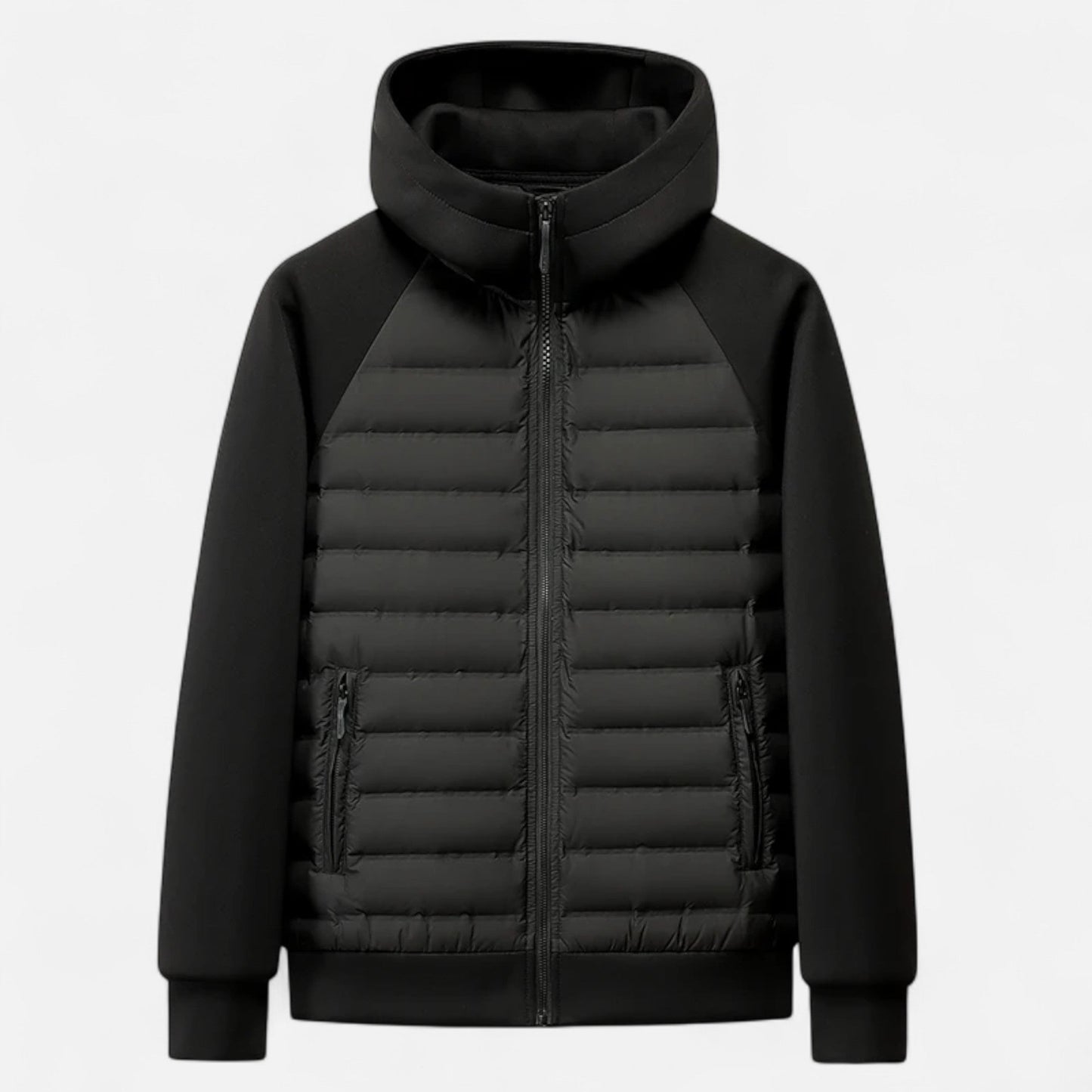 Men's Quilted Hooded Down Jacket – Spliced Design