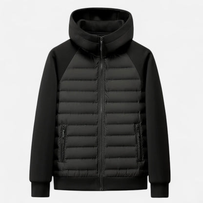 Men's Quilted Hooded Down Jacket – Spliced Design