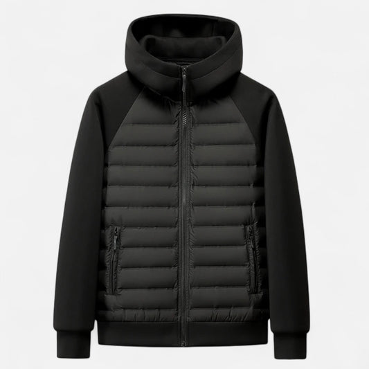 Men's Quilted Hooded Down Jacket – Spliced Design
