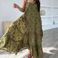 Flower Decor Pretty A-Line Layered Loose Maxi Dress