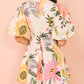 Puff Sleeve Floral Print Pocketed Mini Dress