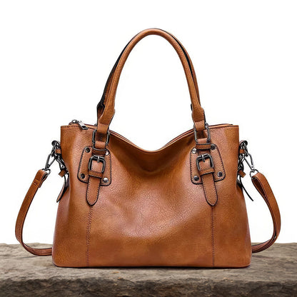 Sarah - Vegan Leather Structured Shoulder Bag - Samberule