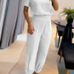 Casual V-Neck Printed Short Sleeve Long Pants Two-Piece Set