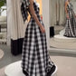Classic Plaid Print Halter Neck Maxi Dress