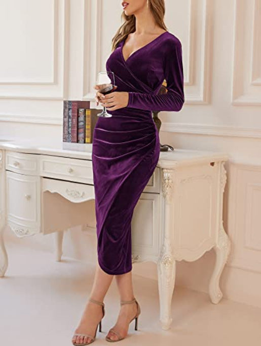Grace - Elegant Velvet Midi Dress - Samberule