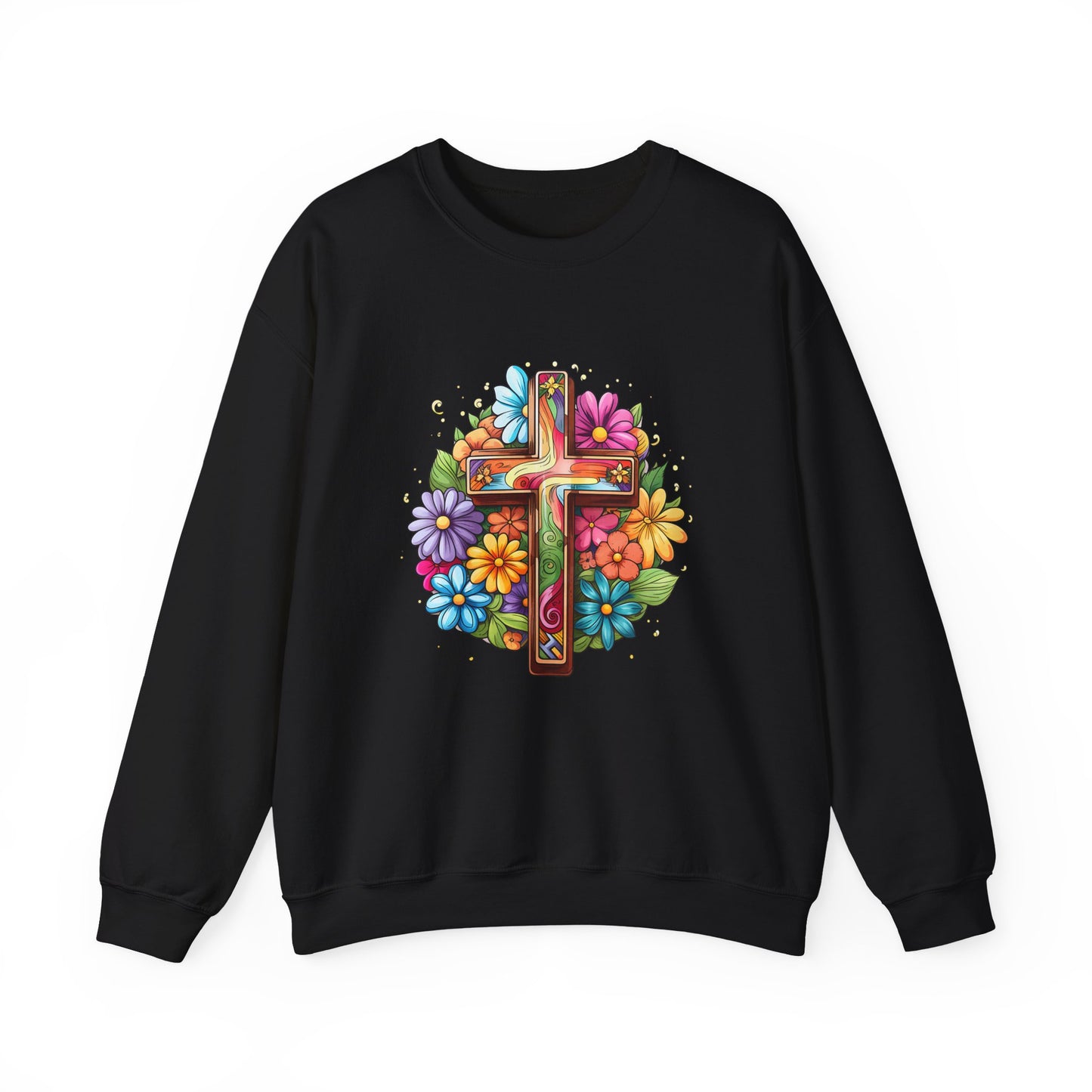 Colorful Christian Floral Faith Crewneck Sweatshirt
