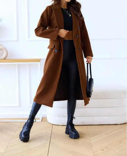 Lorena | Long Trench Coat – Elegant Winter Staple