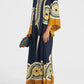 Twill Art Deco Print Maxi Dress