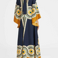 Twill Art Deco Print Maxi Dress