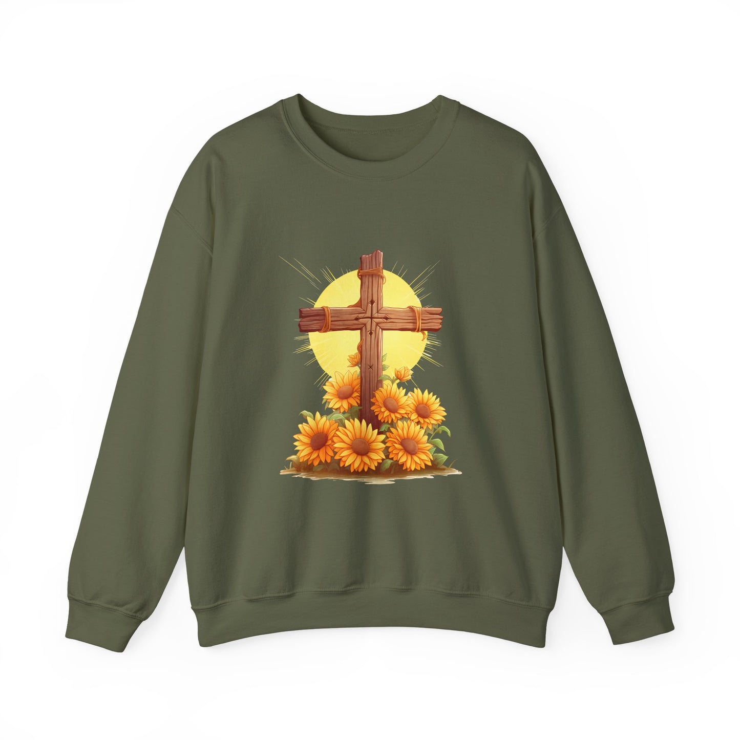 Christian Cross Sunflower Faith Crewneck Sweatshirt