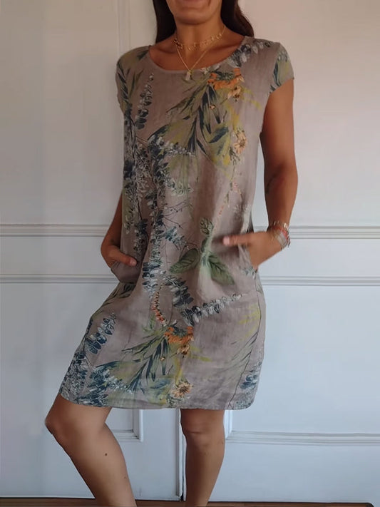 Gabriella | Women Casual Leaf Print Summer Dress - Samberule