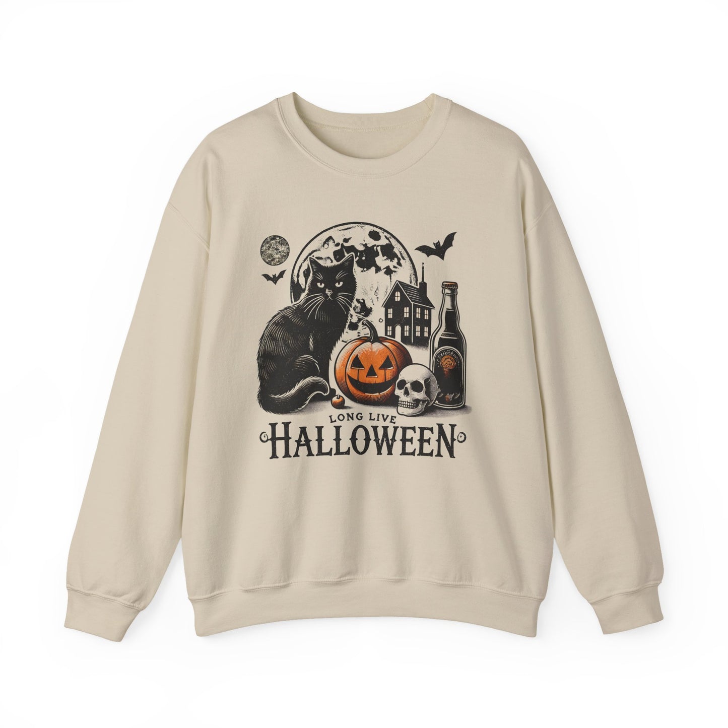 Long Live Black Cat Halloween Crewneck Sweatshirt - Samberule