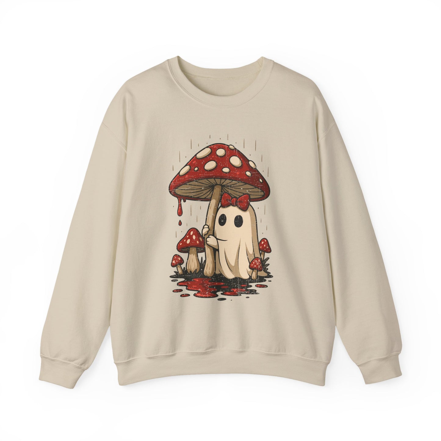 Cozy Mushroom Ghost Halloween Crewneck Sweatshirt - Samberule