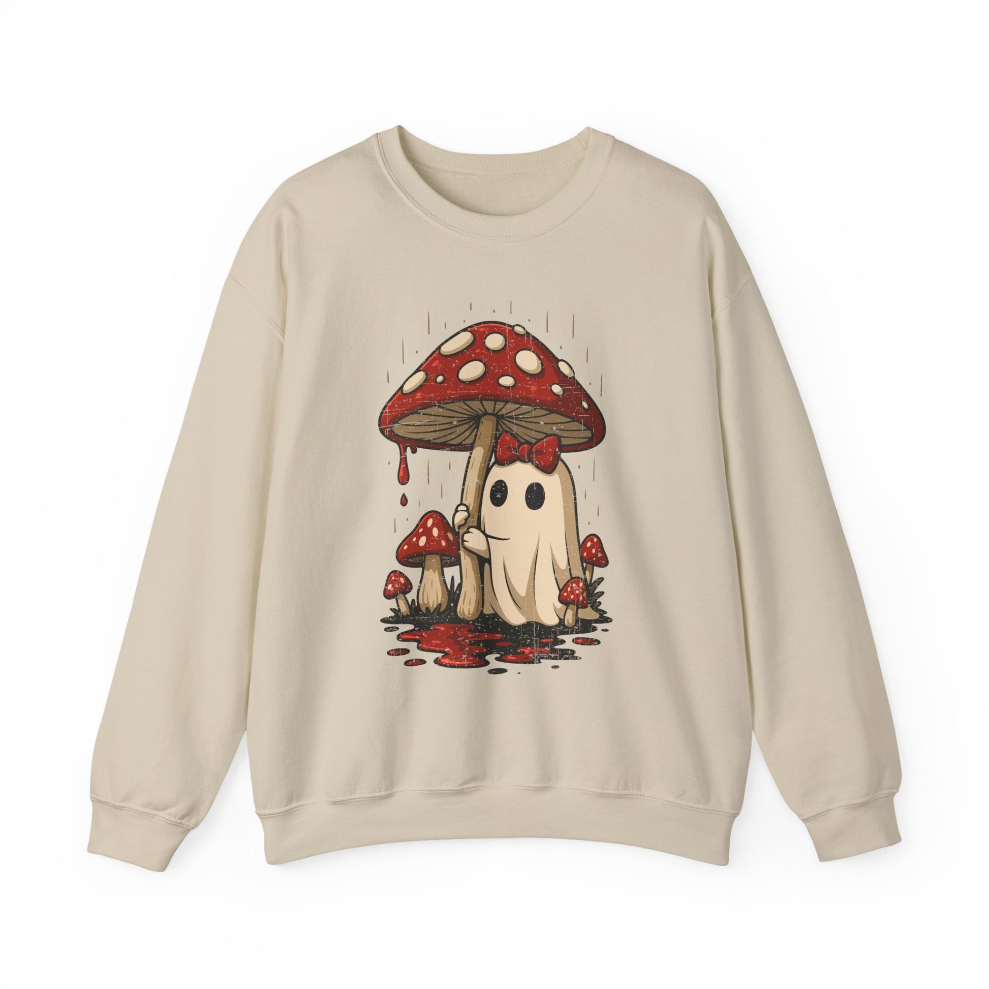 Cozy Mushroom Ghost Halloween Crewneck Sweatshirt - Samberule