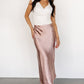 Celeste Satin Midi Skirt | Blush