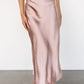 Celeste Satin Midi Skirt | Blush