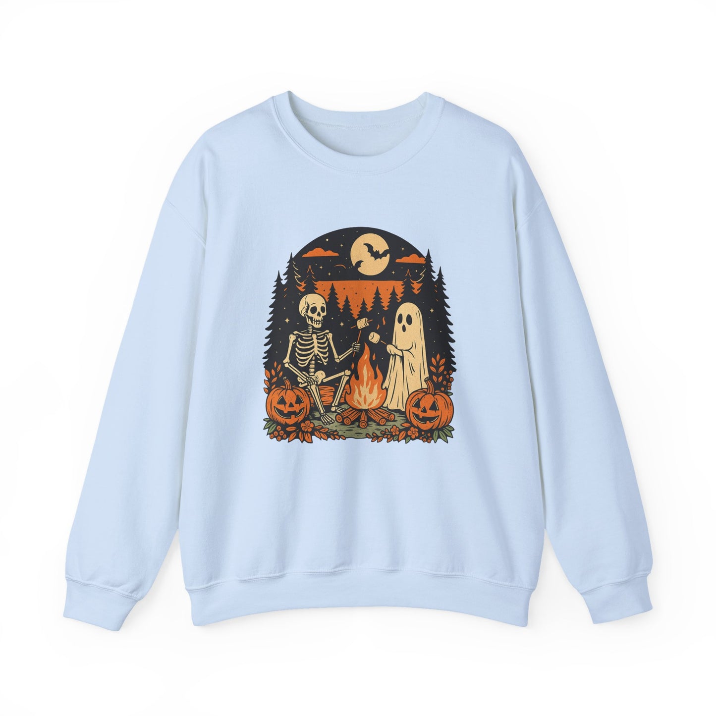 Skull Fall Bow Halloween Crewneck Sweatshirt - Samberule