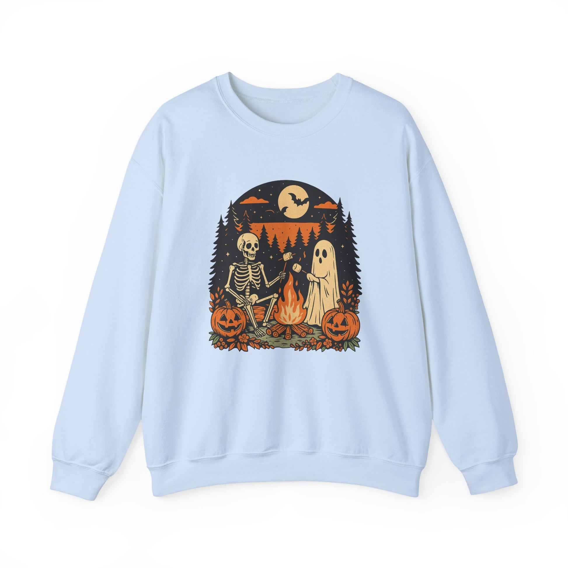 Skull Fall Bow Halloween Crewneck Sweatshirt - Samberule