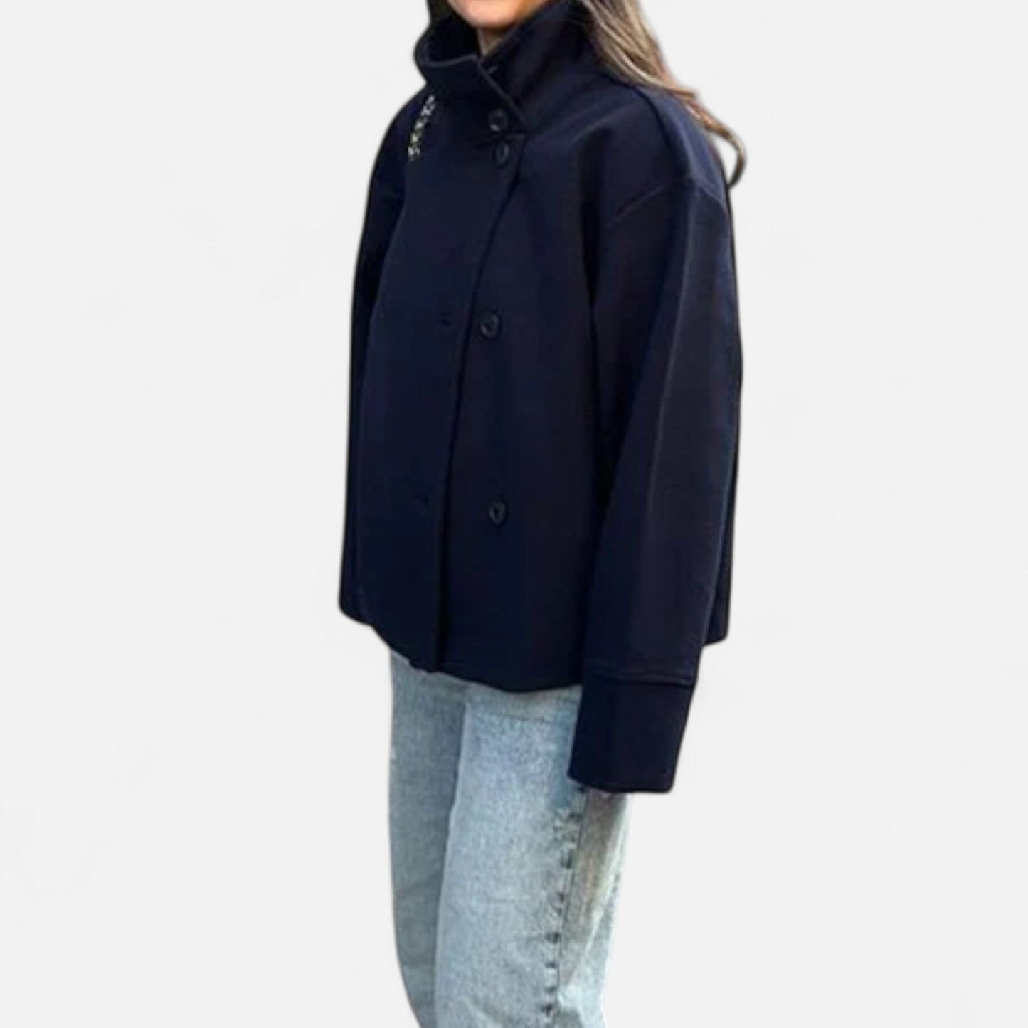 Women's Short Coat with Chic High Collar - Samberule